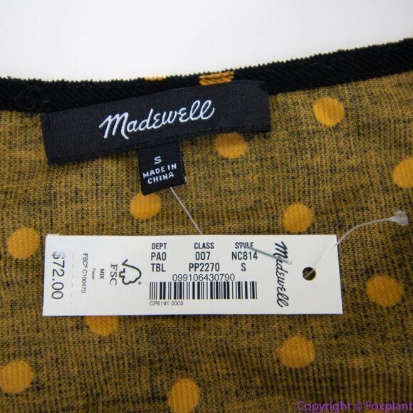 NEW Madewell Corduroy Puff-Sleeve Wrap Top in Oval Dot, S - Picture 14 of 16